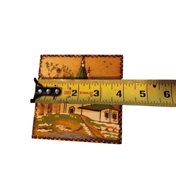 Vintage Russian Wooden Trinket Box With Scenic Church Painting - Picture 2 of 6